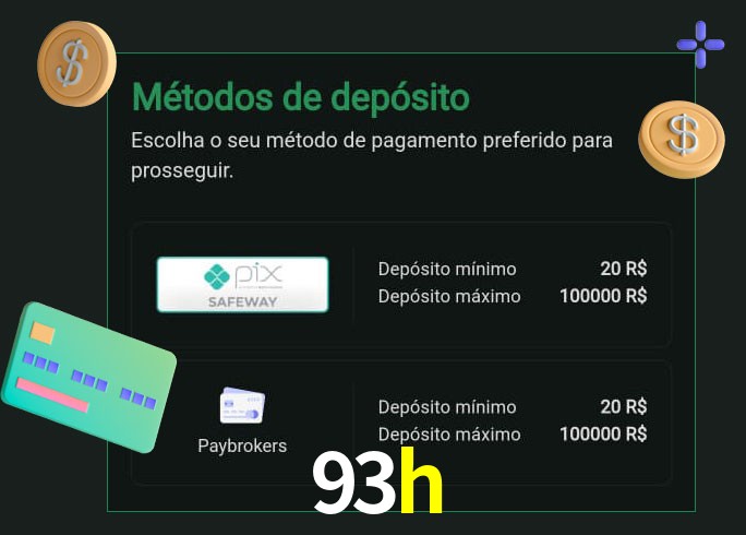 O cassino 93h oferece uma grande variedade de métodos de pagamento